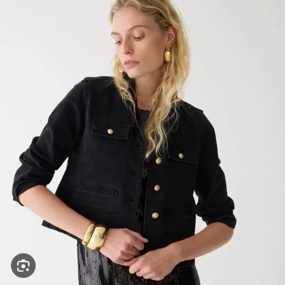 Women's J. Crew Denim Blazer-Jacket Washed Black Size 18/XL NWT